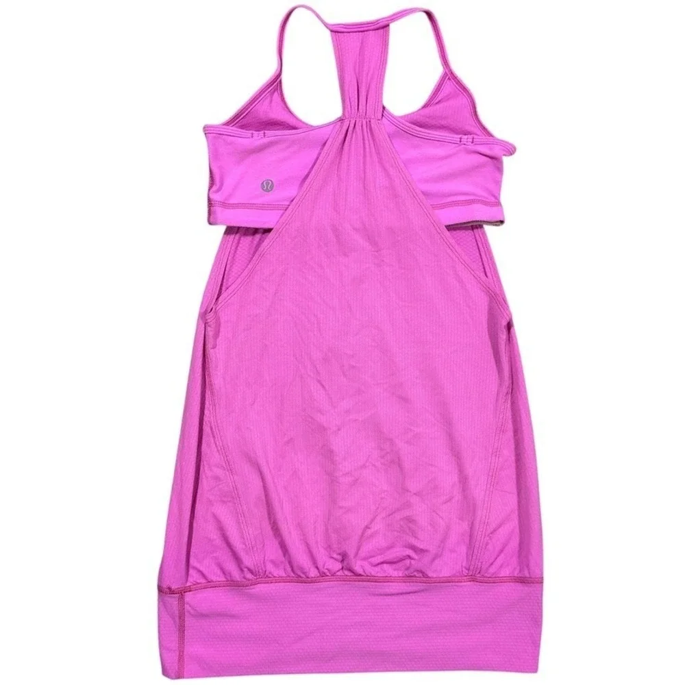 Lululemon Hot Class Racerback Tank Dress Pink Women's 4‎ Built-In Bra Yoga